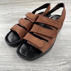 Fly Flot Slingback Brown Leather Sandals Triple Strap Sandals Size 39 US 8.5